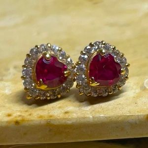 Vintage Pink Sapphire Earrings